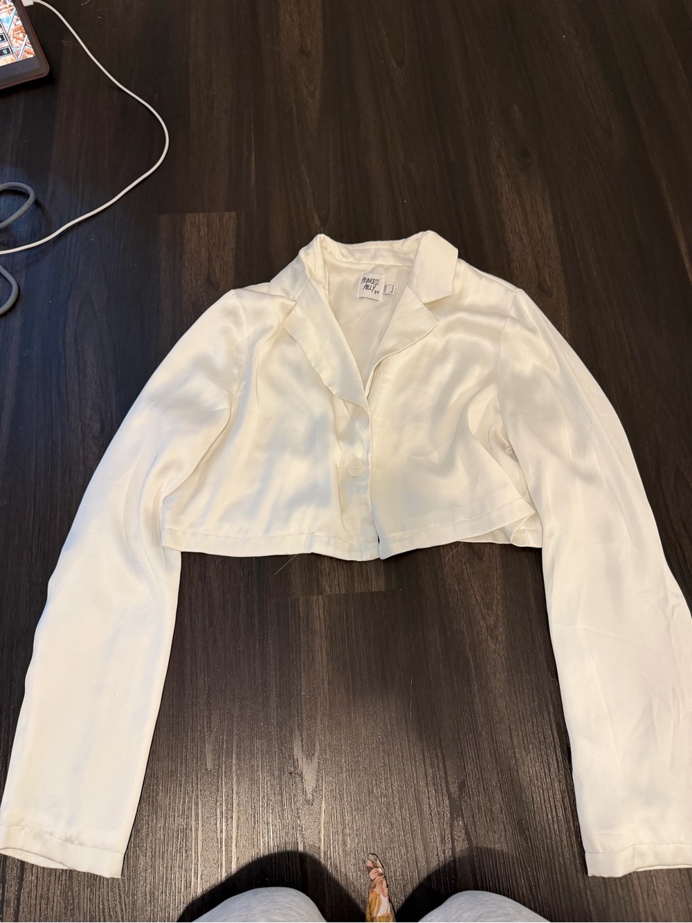 Princess Polly Cropped Ivory Button-Front Long Sleeve Shirt